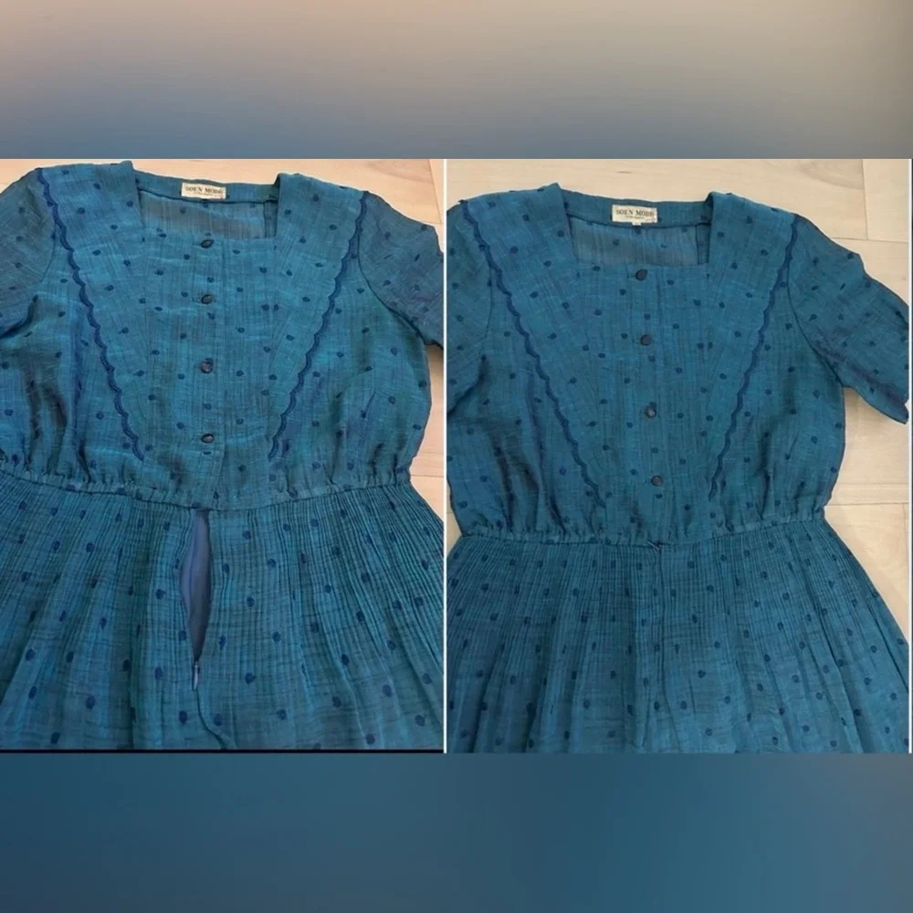 HTF Vintage SOEN MODE Japanese Day Dress Size 11 Tea Party Western Prairie - Picture 9 of 13
